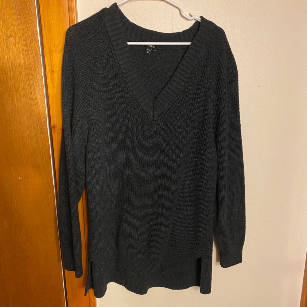 Express Long Grey Vneck Sweater